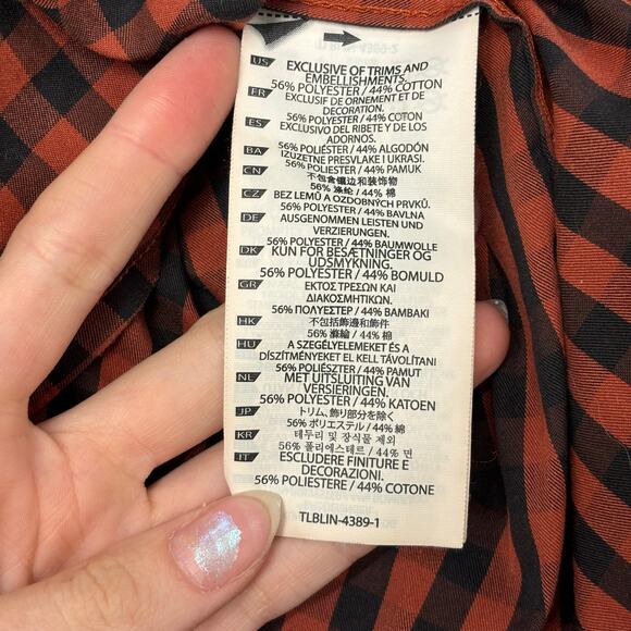 5.11 Tactical Orange Black Gingham Mens M Button‎ Down Utility Flannel Shirt EUC - Picture 5 of 9